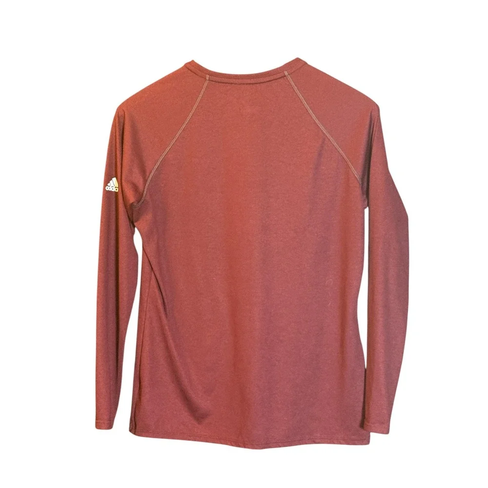 Adidas Mens Climalite Long Sleeve V-Neck Training Shirt Burgundy Maroon Size M